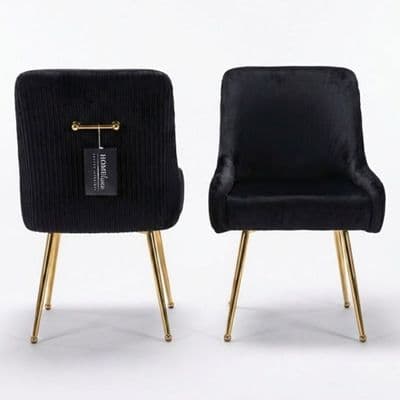 Marco Dining Chair Brushed Velvet Black - Sold In Pairs