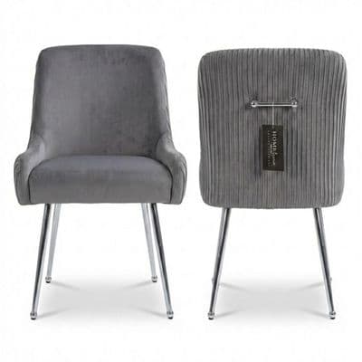 Marco Dining Chair Brushed Velvet Grey - Sold In Pairs