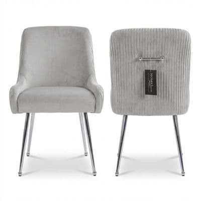 Marco Dining Chair Brushed Velvet Silver - Sold In Pairs