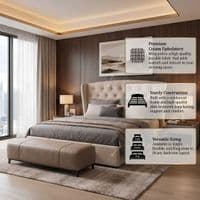 Marlow Cream Velvet Storage Ottoman Bed - Single, Double, Kingsize