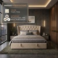 Marlow Cream Velvet Storage Ottoman Bed - Single, Double, Kingsize