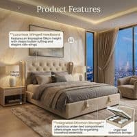Marlow Cream Velvet Storage Ottoman Bed - Single, Double, Kingsize