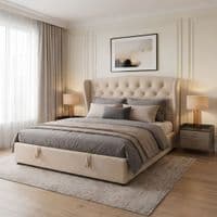 Marlow Cream Velvet Storage Ottoman Bed - Single, Double, Kingsize
