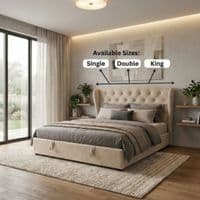 Marlow Cream Velvet Storage Ottoman Bed - Single, Double, Kingsize