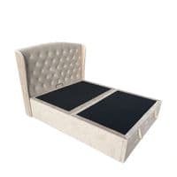 Marlow Cream Velvet Storage Ottoman Bed - Single, Double, Kingsize