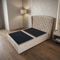 Marlow Cream Velvet Storage Ottoman Bed - Single, Double, Kingsize