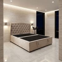 Marlow Cream Velvet Storage Ottoman Bed - Single, Double, Kingsize