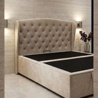 Marlow Cream Velvet Storage Ottoman Bed - Single, Double, Kingsize