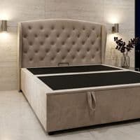 Marlow Cream Velvet Storage Ottoman Bed - Single, Double, Kingsize