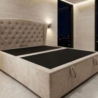 Marlow Cream Velvet Storage Ottoman Bed - Single, Double, Kingsize