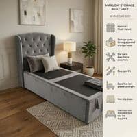 Marlow Grey Storage Ottoman Bed with Hybrid Mattress Options