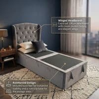 Marlow Grey Storage Ottoman Bed with Hybrid Mattress Options