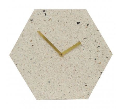 Marmo Hexagon Clock Grey Terrazzo Wall Clock