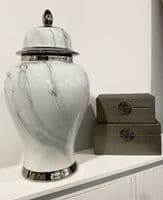 Marmo Marble Effect Ceramic Ginger Jar Large