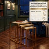Massa Gold Nest of Tables Set of 3 Cream Marble Modern Side Tables