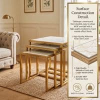 Massa Gold Nest of Tables Set of 3 Cream Marble Modern Side Tables