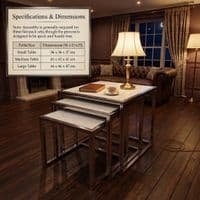Massa Silver Nest of Tables Set of 3 White Marble Modern Tables