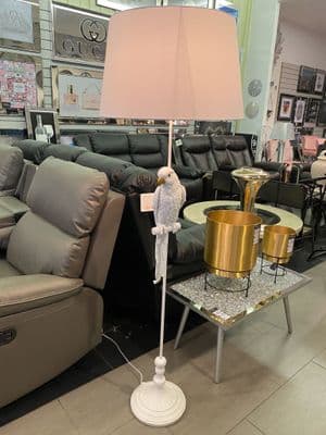 Matt White Parrot Floor Lamp with White Shade