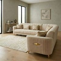Maya Corner Sofa Bed Velvet L-Shape Couch with Under-Seat Storage