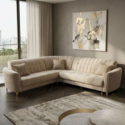 Maya Corner Sofa Bed Velvet L-Shape Couch with Under-Seat Storage