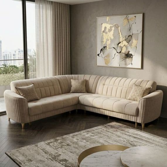 Maya Corner Sofa Bed Velvet L-Shape Couch with Under-Seat Storage