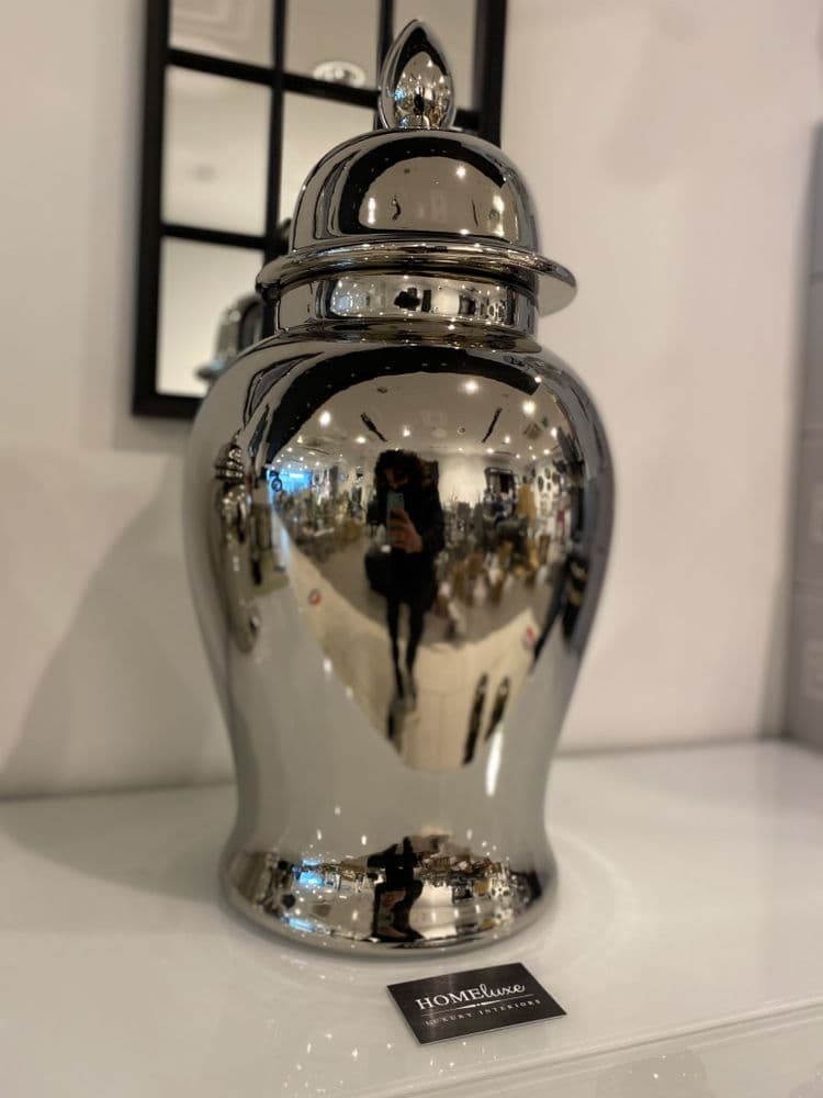 Mayfair Townhouse Large Ceramic Ginger Jar Silver Finish mayfair-townhouse-large-ceramic-ginger-jar-silver-finish