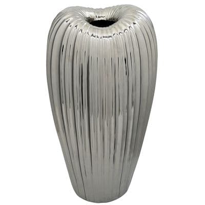 Medium Silver Ribbed Vase