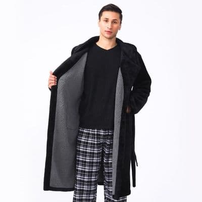 Men's Fleece Robe - Black  🖤✨