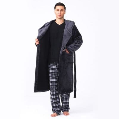 Men's Fleece Robe - Grey 🌫️✨
