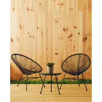 Miami Black Rattan 3 Piece Patio Set