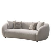 Milano 3-Seater Cream Bouclé Sofa - Modern Curved Design with Pillows
