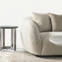Milano 3-Seater Cream Bouclé Sofa - Modern Curved Design with Pillows