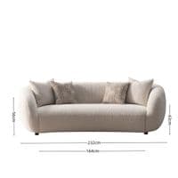 Milano 3-Seater Cream Bouclé Sofa - Modern Curved Design with Pillows