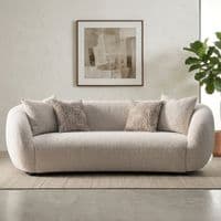 Milano 3-Seater Cream Bouclé Sofa - Modern Curved Design with Pillows