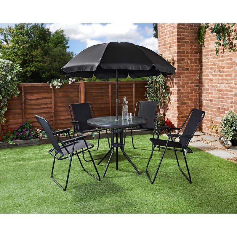 Milano Garden Patio Set 6Pc Black