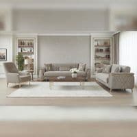 Milano Luxury Velvet Sofa Suite Cream Gold Trim 3+2+1 Options