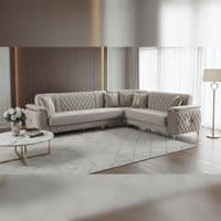 Milano Luxury Velvet Sofa Suite Cream Gold Trim 3+2+1 Options