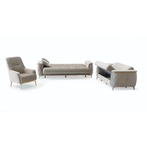 Milano Luxury Velvet Sofa Suite Cream Gold Trim 3+2+1 Options