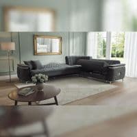 Milano Luxury Velvet Sofa Suite Grey Gold Trim 3+2+1 Options