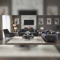 Milano Luxury Velvet Sofa Suite Grey Gold Trim 3+2+1 Options