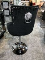 Minister Brushed Velvet Barstool In Black
