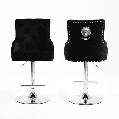 Minister Brushed Velvet Barstool In Black