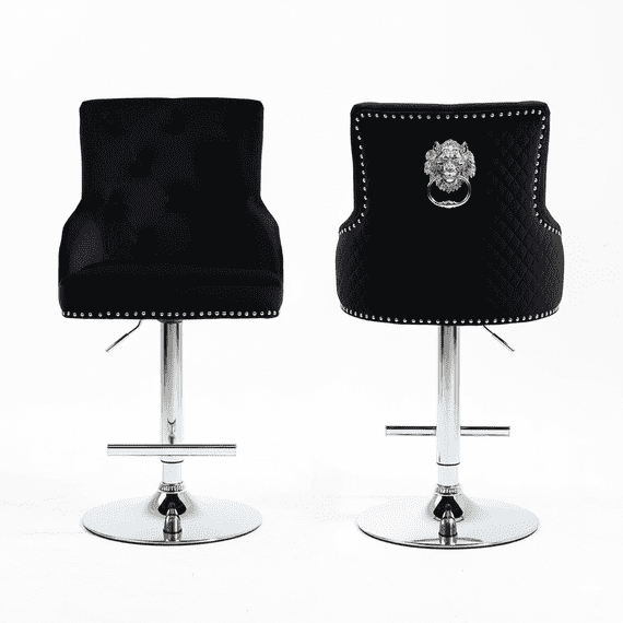 Minister Brushed Velvet Barstool In Black