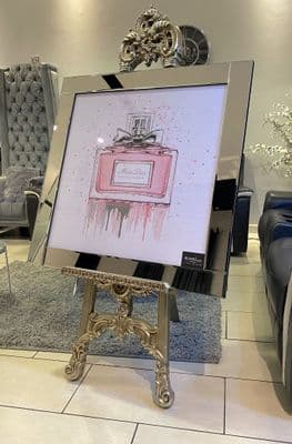 Miss Dior Bow Perfume Bottle Pink Wall Art Mirror Frame