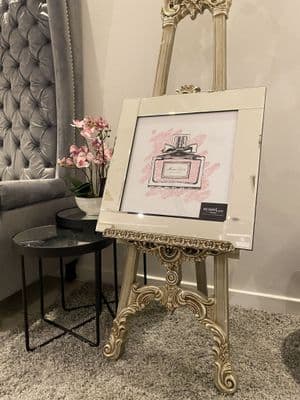 Miss Dior Pink Perfume Bottle Brushed Wall Art Mirror Frame