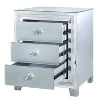 Mitcham 3 Drawer Bedside Cabinet Grey Clear