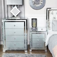 Mitcham 3 Drawer Bedside Cabinet Grey Clear
