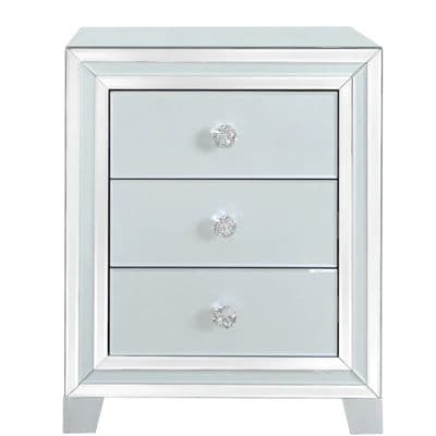 Mitcham 3 Drawer Bedside Cabinet Grey Clear