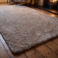 Mocha Burton Rabbit Fur Soft Touch Rug Anti Slip Washable UK Rug