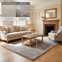 Mocha Burton Rabbit Fur Soft Touch Rug Anti Slip Washable UK Rug
